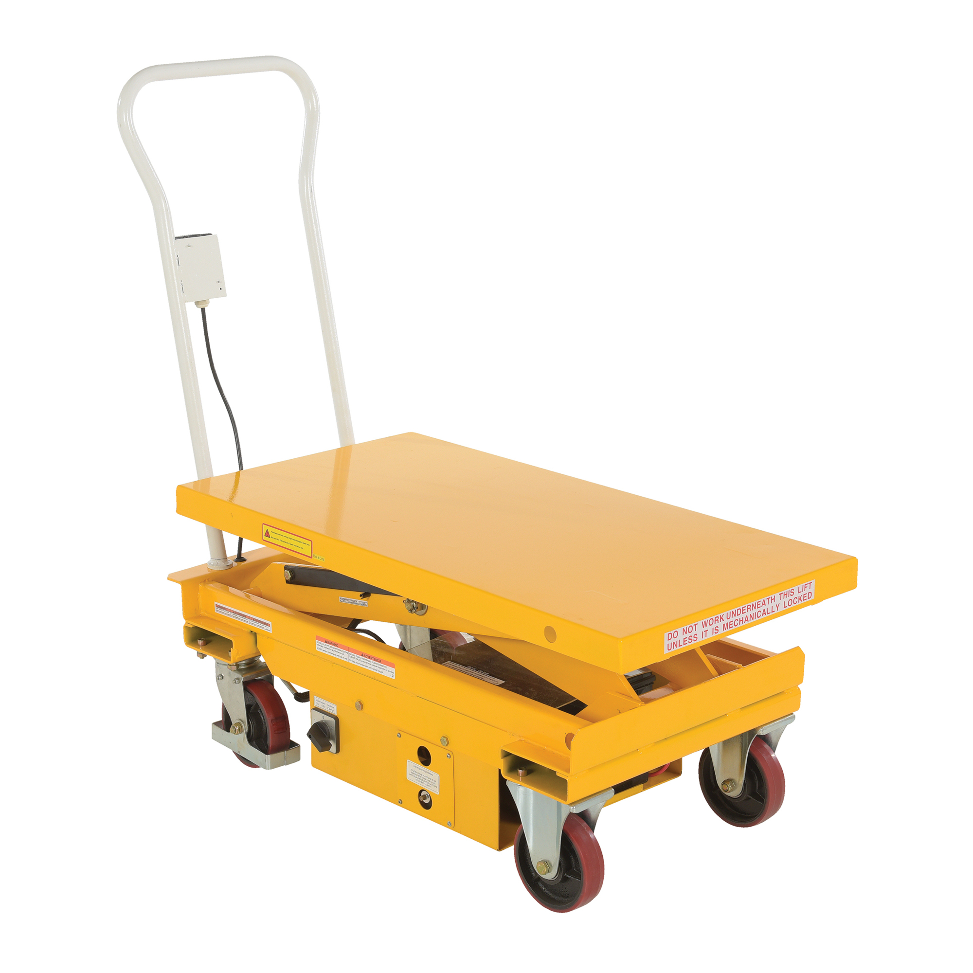Vestil DC Powered Hydraulic Elevating Cart - 2000-Lb. Capacity, 15in. to 39in. Height, Steel, Model# CART-2000-DC-C